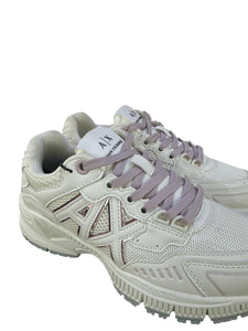 Armani Exchange Sneakers donna leggere bianche e rosa