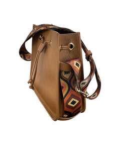 MBRC Borsa a secchiello donna cuoio tracolla fantasia