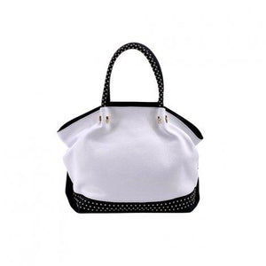 MBRC Borsa grande donna a mano linea chiodo bianca e nera con borchie C164