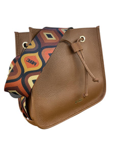 MBRC Borsa a secchiello donna cuoio tracolla fantasia