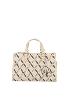 Armani Exchange borsa piccola logata beige e blu