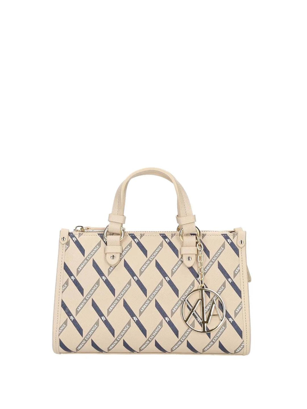 Armani Exchange borsa piccola logata beige e blu