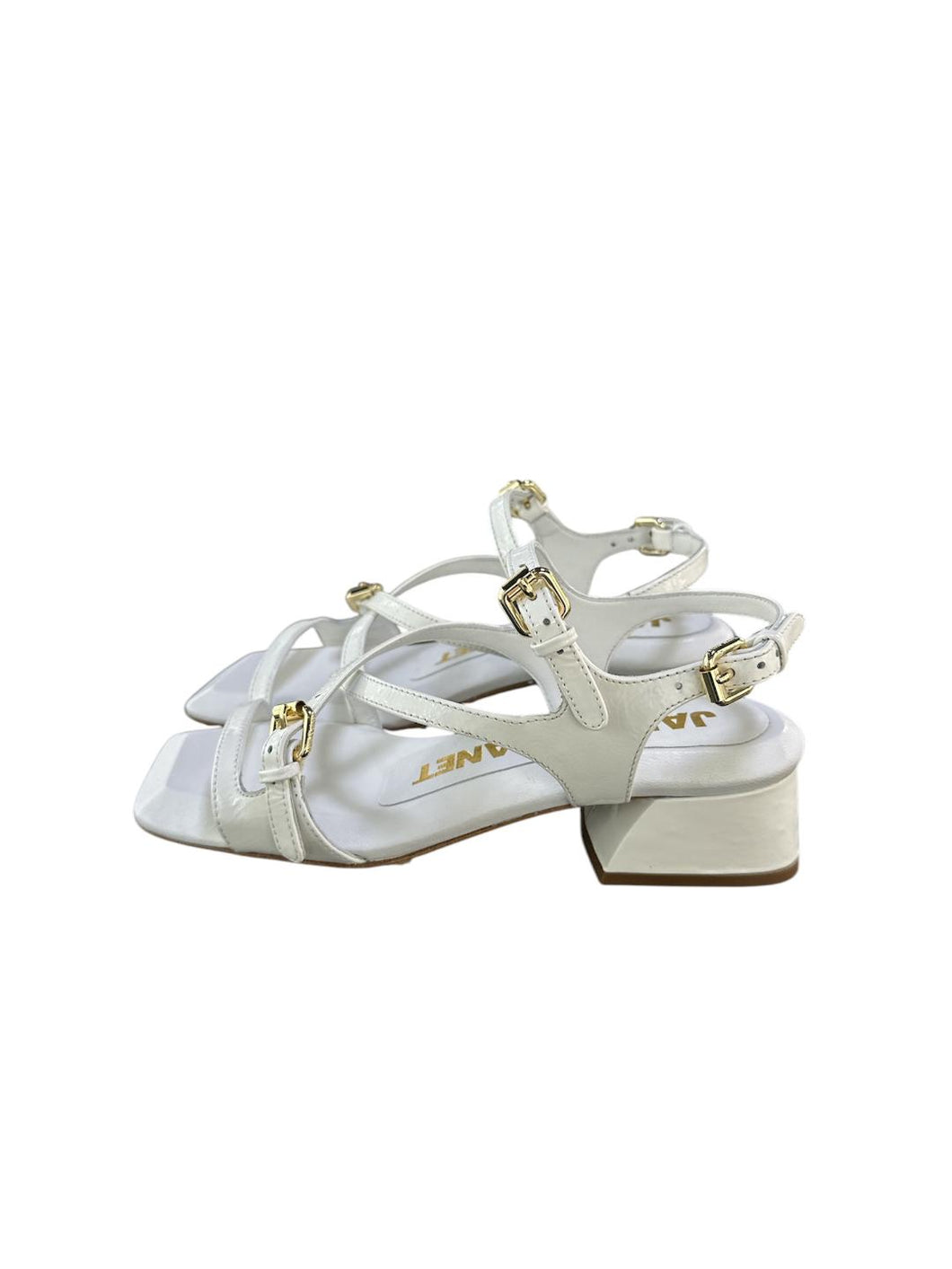 Janet&Janet Sandali con tacco basso bianche in pelle
