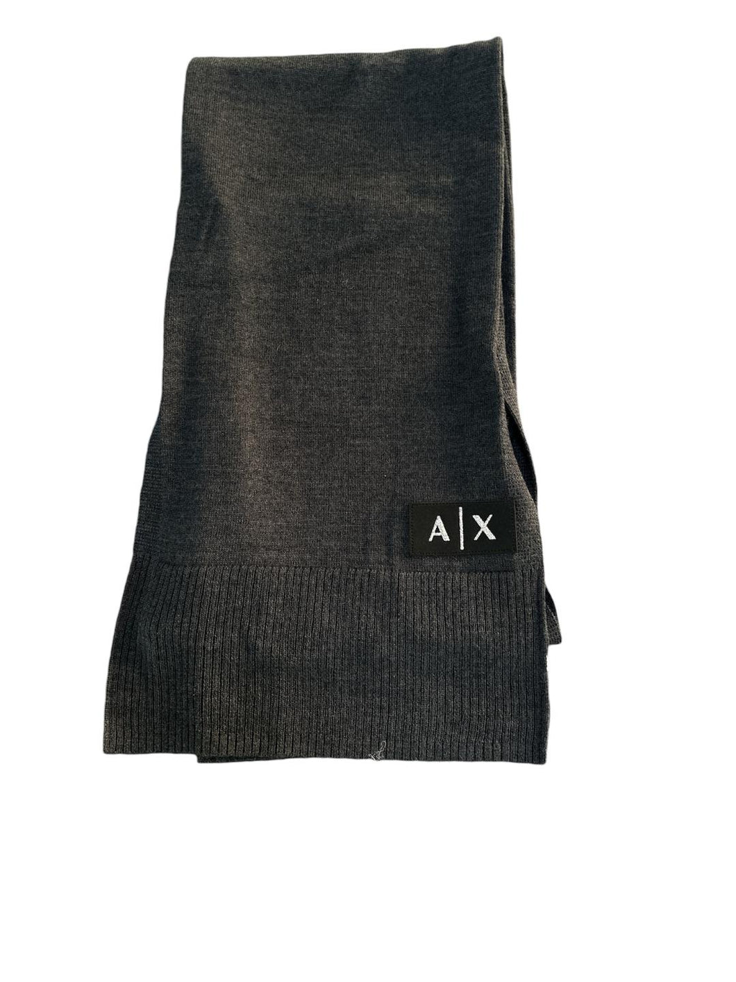 Armani Exchange Sciarpa grigio scuro logo brillantinato