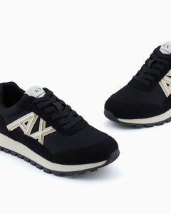 Armani Exchange Sneakers uomo nere logo oro