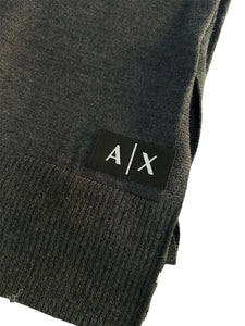 Armani Exchange Sciarpa grigio scuro logo brillantinato