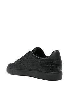 Emporio Armani sneakers in pelle nere con scritta all over