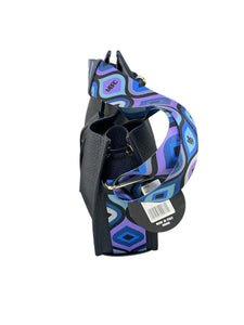 MBRC Borsa a secchiello donna blu scuro tracolla fantasia