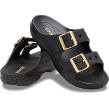 Carica l'immagine nel visualizzatore di Gallery, CROCS donna nere fibbie oro Saturday Metallic Buckle Sandal W
