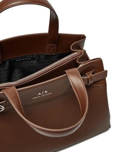 Armani Exchange Borsa tote grande marrone scuro