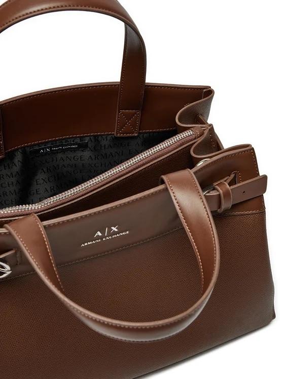 Armani Exchange Borsa tote grande marrone scuro