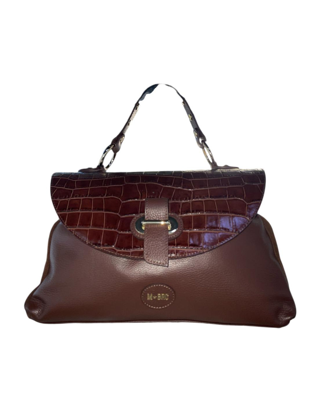MBRC borsa marrone grande patta mosaico con doppia tracolla
