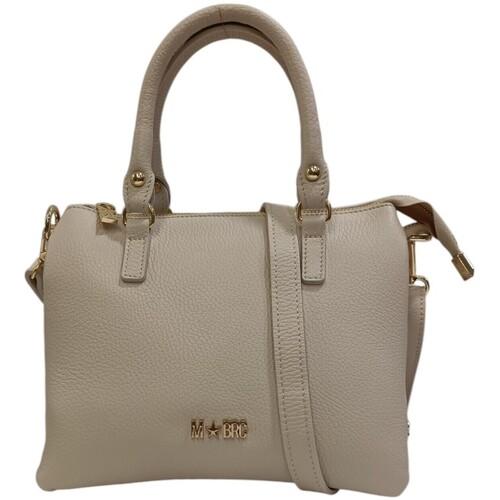 MBRC borsa a mano con tracolla piccola beige con 3 scomparti in pelle C156