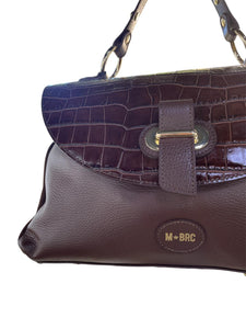 MBRC borsa marrone grande patta mosaico con doppia tracolla