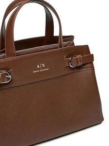 Armani Exchange Borsa tote grande marrone scuro