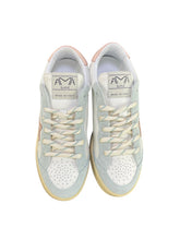 Carica l'immagine nel visualizzatore di Gallery, AMA BRAND sneakers donna in pelle bianche rosa e celesti retro glitter
