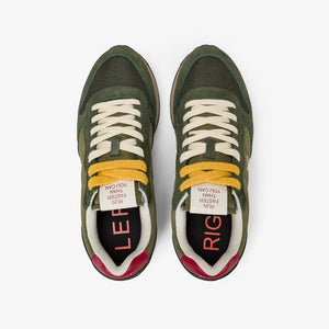 Sun68 Sneakers Uomo Tom Vintage in nylon e suede verde militare scuro