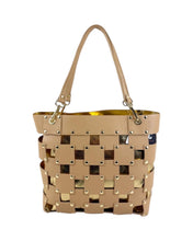 Carica l'immagine nel visualizzatore di Gallery, MBRC Borsa camel e oro in pelle intrecciata con sacca estraibile
