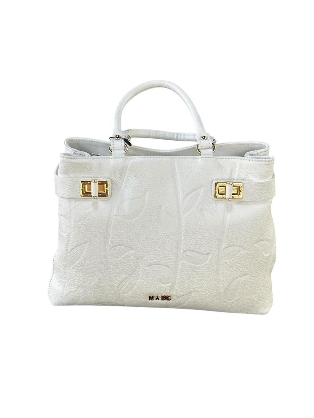 MBRC Borsa grande donna a mano con tracolla bianca in pelle C372