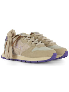 Sun68 Sneakers donna Ally Winter in suede e teddy bianco panna