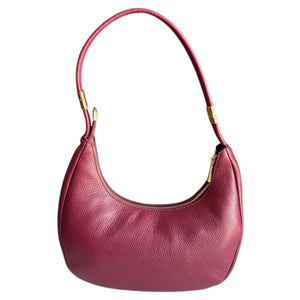 MBRC borsa media bordeaux mezzaluna manico rigido in pelle