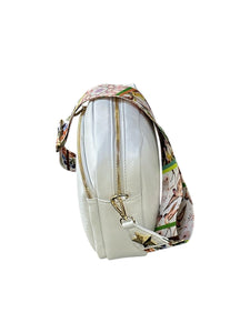 MBRC Borsa media in pelle bianca tasca fontale con doppia tracolla C123