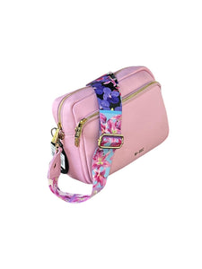MBRC Borsa media in pelle rosa tasca fontale con doppia tracolla C123