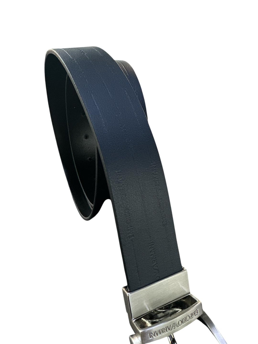 Emporio Armani Cintura reversibile in pelle bicolore blu e nera