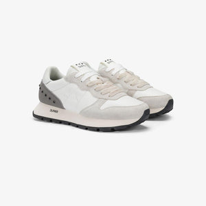 Sun68 Sneakers donna Ally Studs in similpelle e suede bianco e grigio