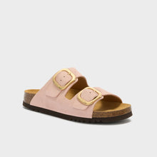 Carica l'immagine nel visualizzatore di Gallery, Scholl sandali noelle donna regolabili rosa scamosciati fibbia oro
