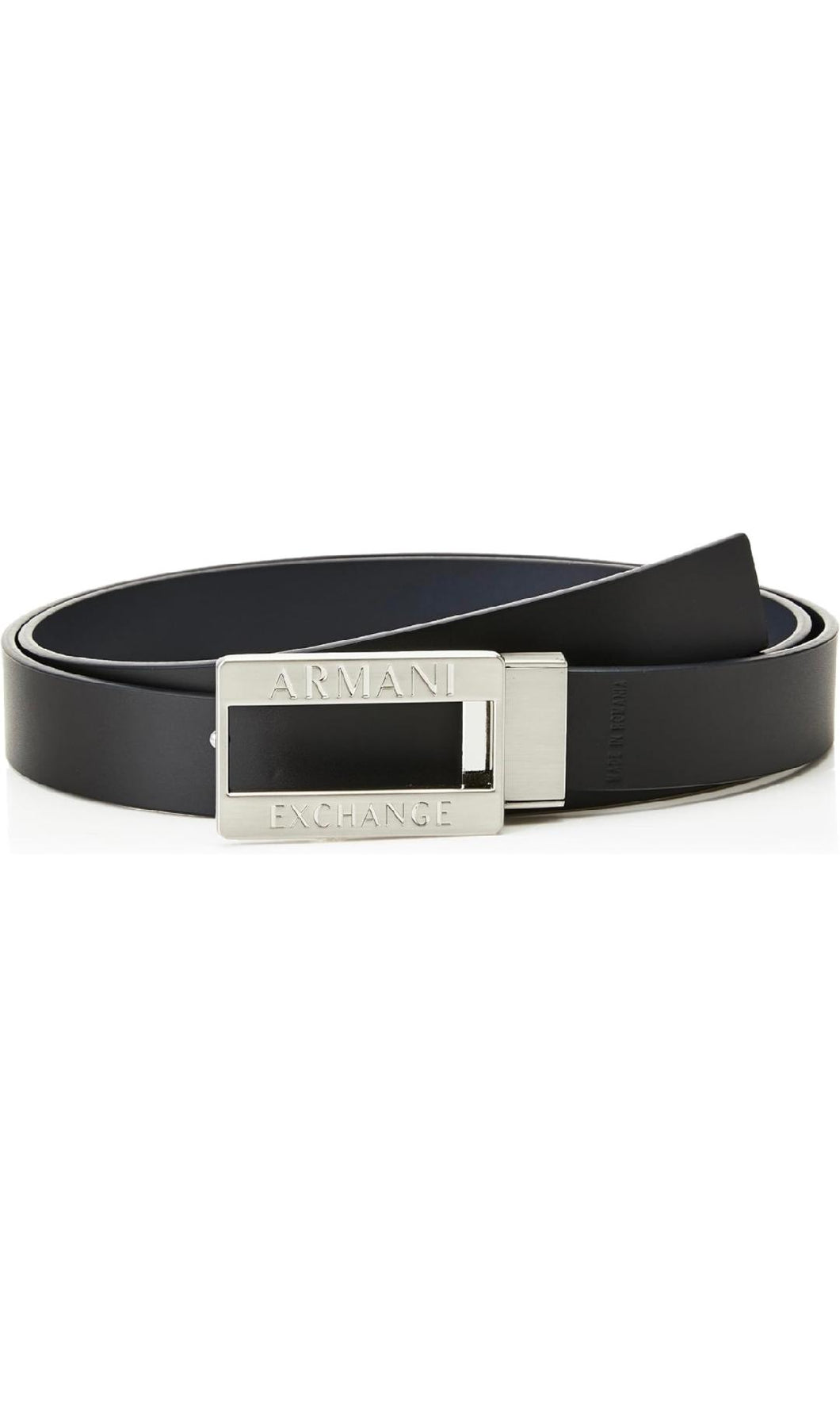 Armani Exchange Cintura in ecopelle nera e blu