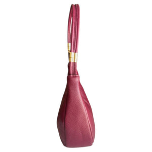 MBRC borsa media bordeaux mezzaluna manico rigido in pelle