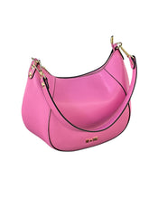 Carica l&#39;immagine nel visualizzatore di Gallery, MBRC Borsa media in pelle liscia mezzaluna rosa shocking linea curvy C143
