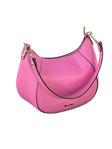 MBRC Borsa media in pelle liscia mezzaluna rosa shocking linea curvy C143