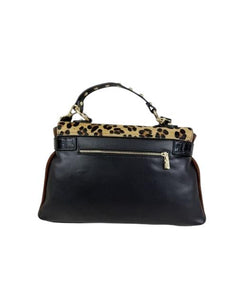 MBRC borsa nera e marrone grande patta leopardata in cavallino
