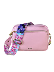 MBRC Borsa media in pelle rosa tasca fontale con doppia tracolla C123