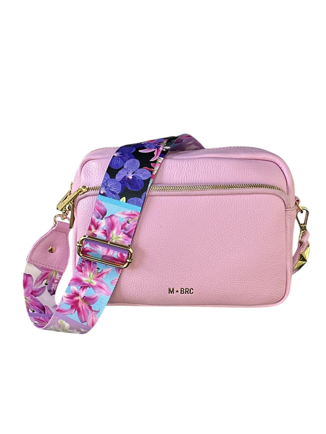 MBRC Borsa media in pelle rosa tasca fontale con doppia tracolla C123