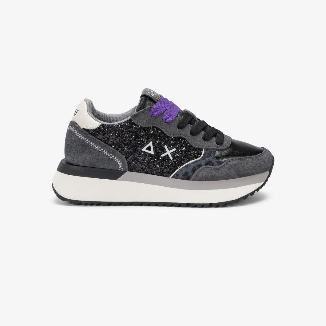 Sun68 Sneakers donna Big Ally Glitter in similpelle e suede animalier glitter