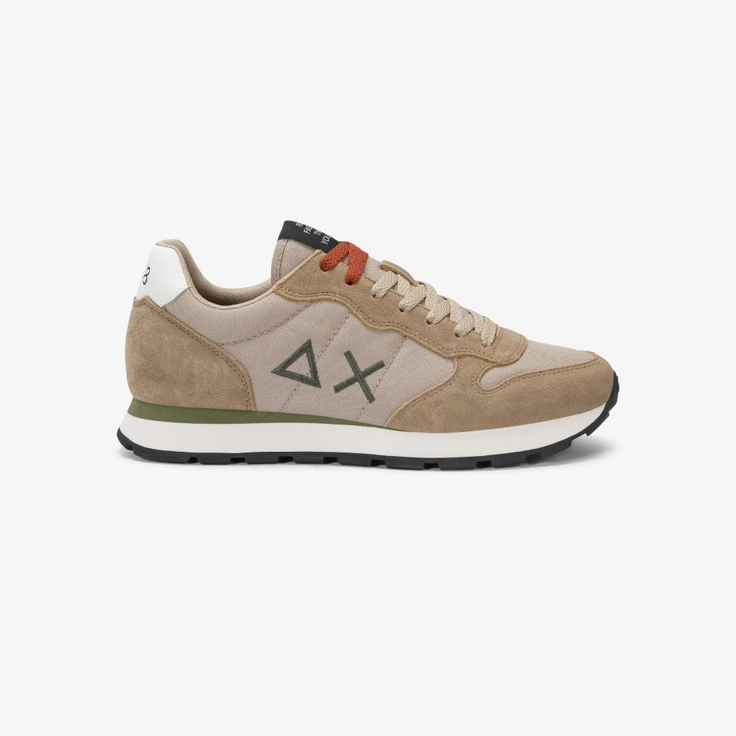 Sun68 Sneakers Uomo Tom solid beige logo verde
