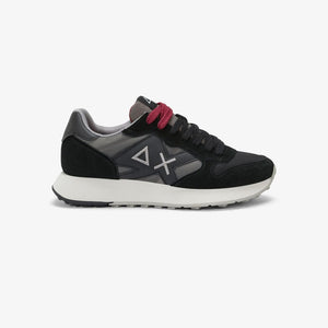 Sun68 Sneakers Uomo Jaki Bicolor in nylon e suede nero e grigio