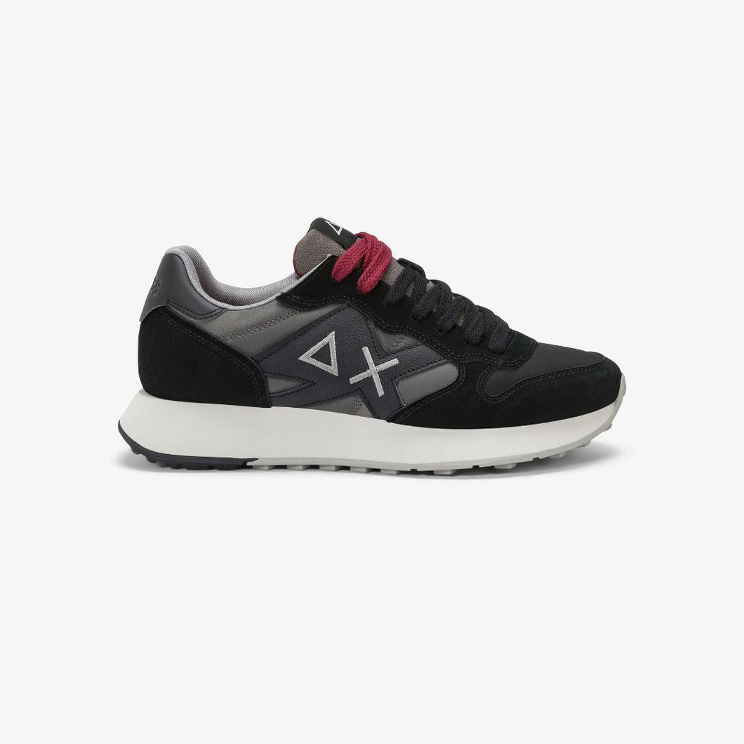 Sun68 Sneakers Uomo Jaki Bicolor in nylon e suede nero e grigio