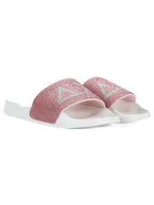 Sun68 ciabatte donna rosa logo argento strass