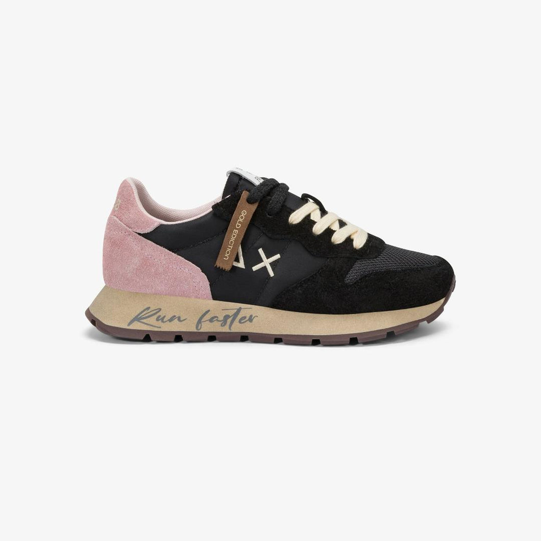 Sun68 Sneakers donna Ally Vintage in nylon e suede nero e rosa