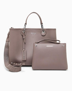 Emporio Armani Shopper MyEA Bag media stampa cervo tortora
