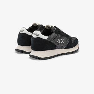 Sun68 Sneakers donna Ally Glitter in mesh e suede nero/argento