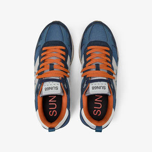 Sun68 Sneakers Uomo Jaki Outdoor in mesh e suede blu e grigio