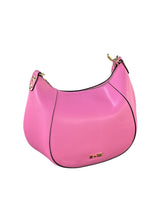 Carica l&#39;immagine nel visualizzatore di Gallery, MBRC Borsa media in pelle liscia mezzaluna rosa shocking linea curvy C143
