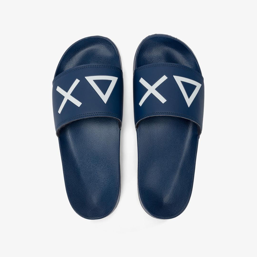 Sun68 ciabatte uomo PU blu navy logo bianco