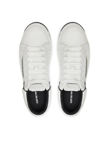 Emporio Armani Sneakers in pelle con placca aquila nere e bianche