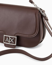 Carica l&#39;immagine nel visualizzatore di Gallery, Armani Exchange bag stondata con logo marrone
